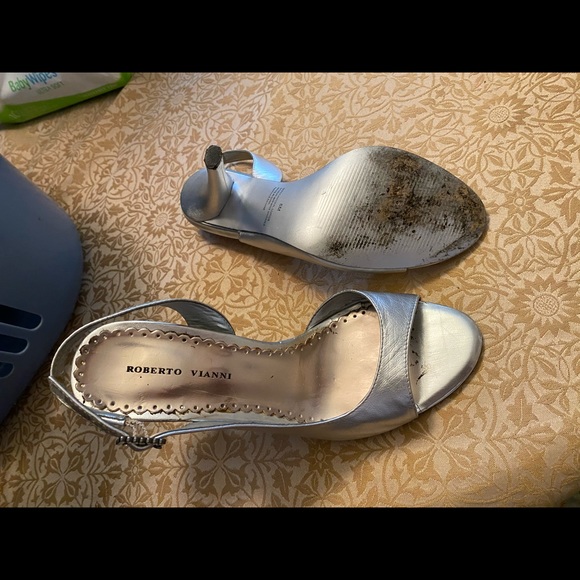 Silver open toe pumps - Picture 4 of 4